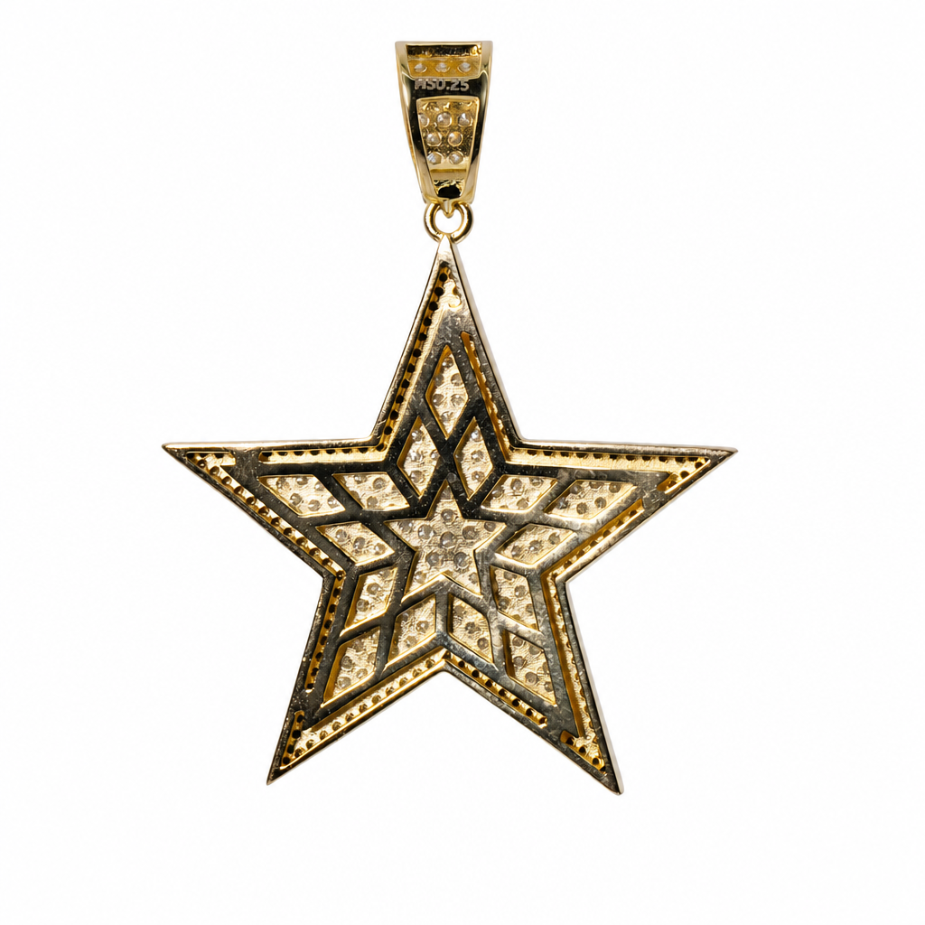Pave Moissanite Star Pendant in Two-Tone 925 Sterling Silver, 4ct (2)