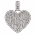 Heart Baguette & Pavé moissanite Pendant in Silver