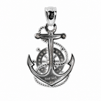 Nautical Anchor and Wheel Moissanite 925 Sterling Silver Pendant (2)