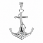Sterling Silver Anchor Pendant with Heart-Shaped Moissanite 1ct (2)
