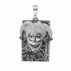 Pavé Joker Mask Silver Pendant with Moissanite