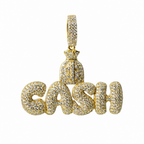 Iced Out 'CASH' Money Bag Moissanite 1.96ct 14K Gold Over Silver Pendant