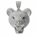 Iced Out Roaring Bear Head 925 Silver Moissanite 8ct Pendant (2)