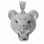 Iced Out Roaring Bear Head 925 Silver Moissanite 8ct Pendant (2)