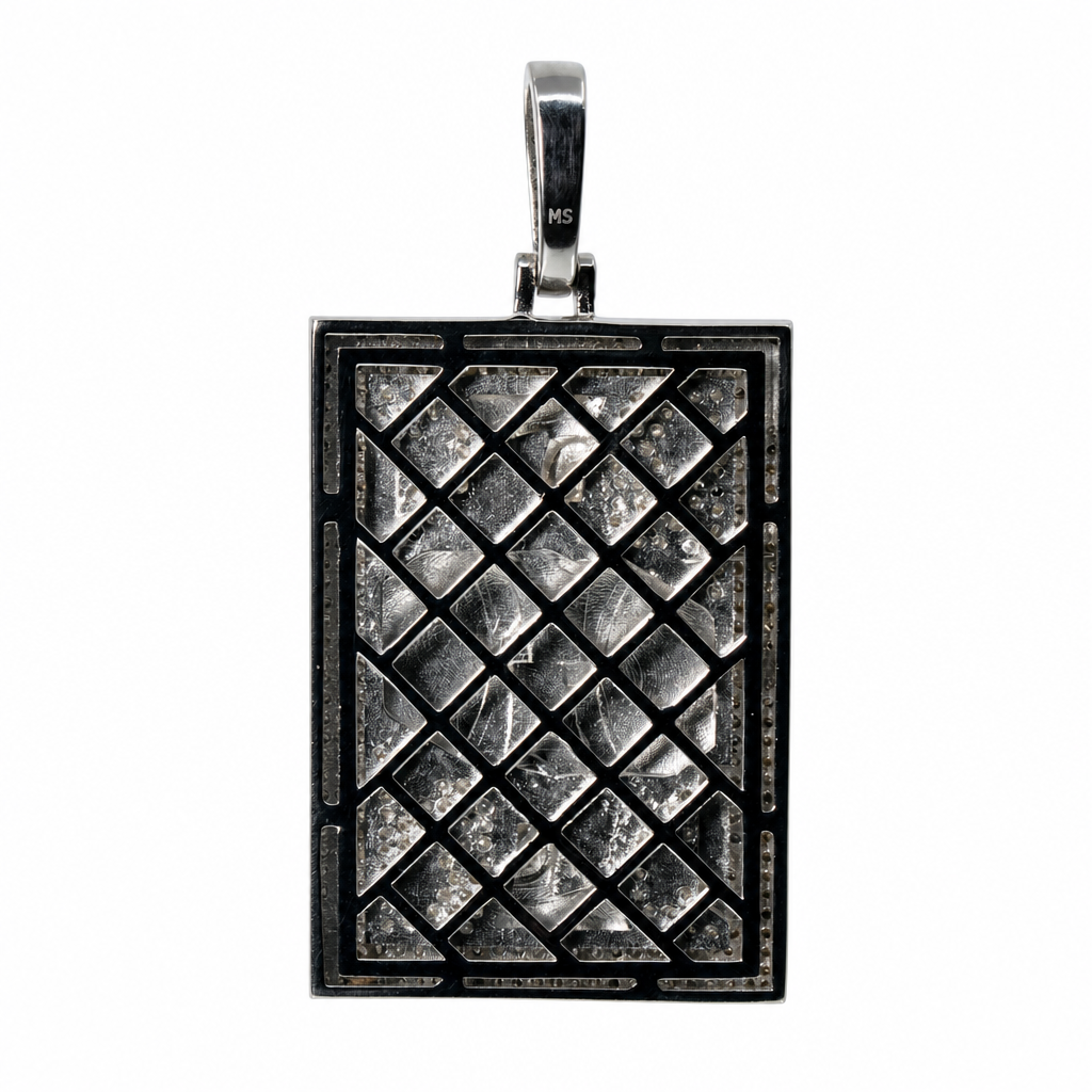 King of Diamonds Iced Playing Card Pendant in Silver with Moissanite (2)