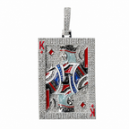 King of Diamonds Iced Playing Card Pendant in Silver with Moissanite
