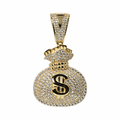 Iced Out Money Bag Dollar Sign Pendant in 925 Silver with 4.5ct Moissanite