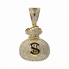 Iced Out Money Bag Dollar Sign Pendant in 925 Silver with 4.5ct Moissanite