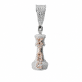 Moissanite Chess King Pendant in Silver with Rose Gold 'KING' Letters, 1.9ct
