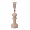 14K Rose Gold Moissanite Pave Chess King Figure Pendant