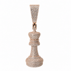 14K Rose Gold Moissanite Pave Chess King Figure Pendant