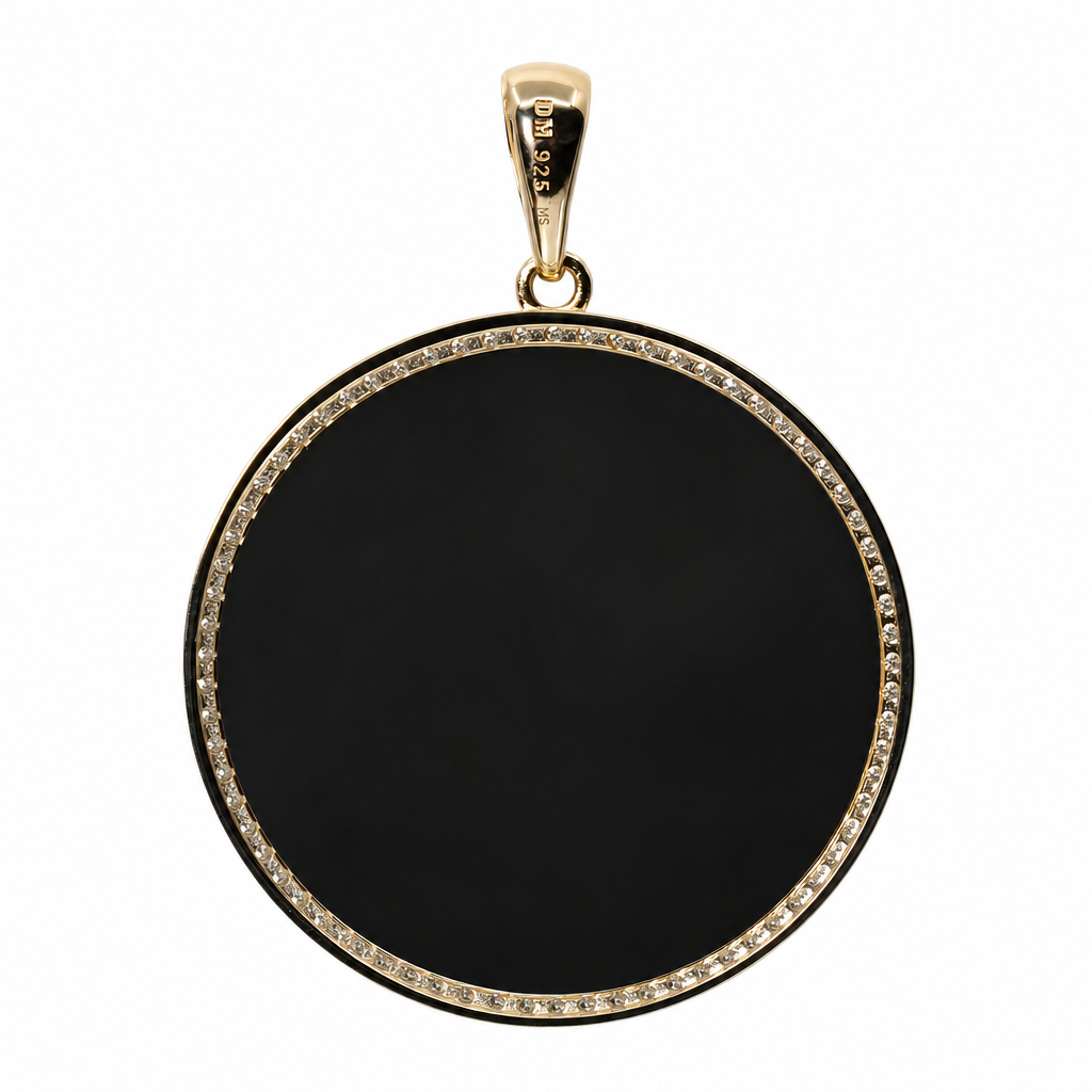 14K Gold Over Silver Picture Pendant with Moissanite 3.5ct (2)