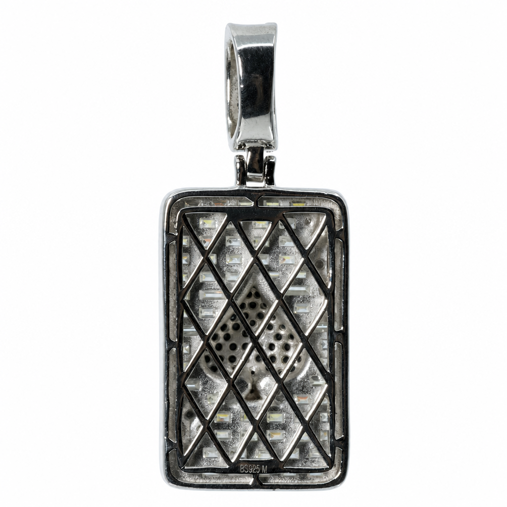 925 Sterling Silver Moissanite Pave Ace of Spades Card Pendant (2)
