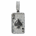 925 Sterling Silver Moissanite Pave Ace of Spades Card Pendant