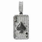 925 Sterling Silver Moissanite Pave Ace of Spades Card Pendant