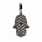925 Sterling Silver Hamsa Hand Pendant with Cubic Zirconia and Pave Eye Detail (2)