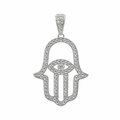 925 Sterling Silver Moissanite Hamsa Hand Evil Eye Pendant 1.0ct