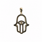 Hamsa Hand Eye Moissanite Pendant in 14K Gold Over Silver, 1 Carat (2)