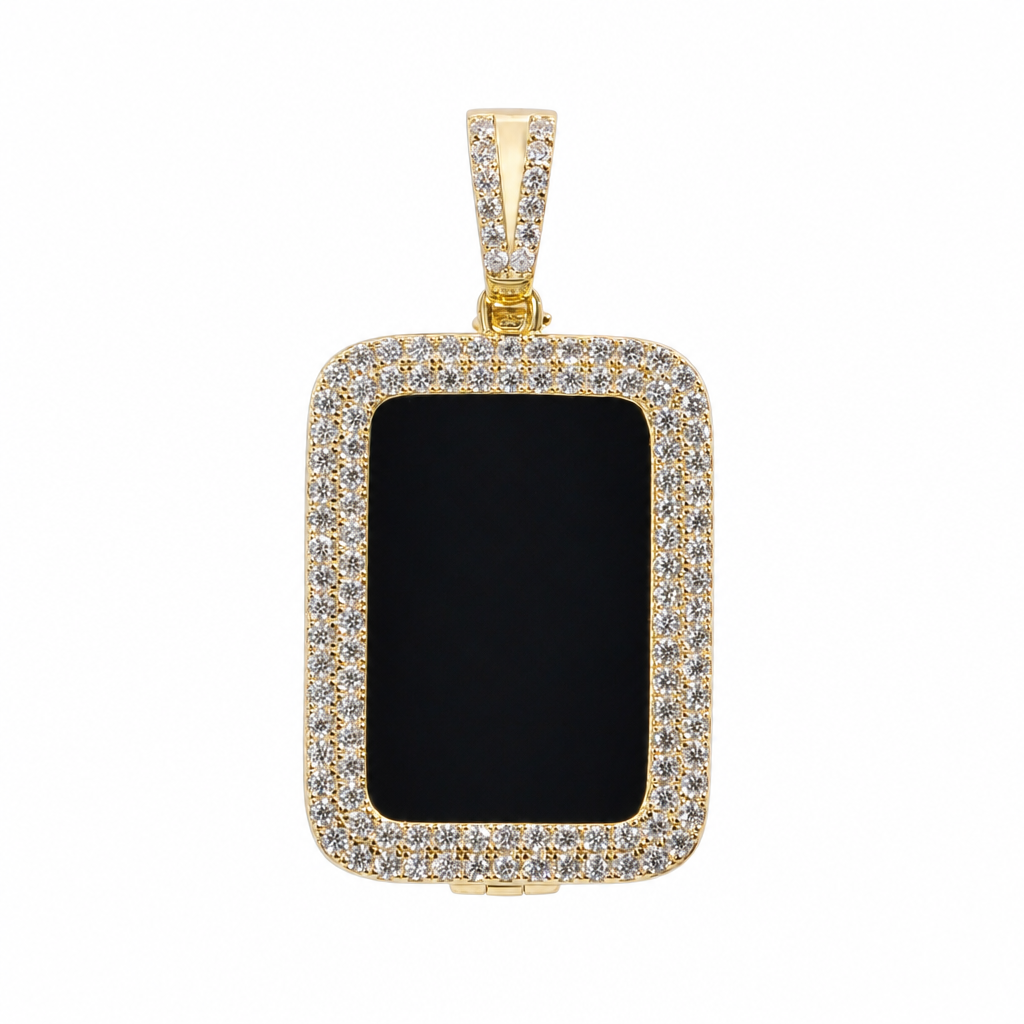 Rectangular 925 Silver Picture Pendant with Moissanite Pavé 3.2 ct