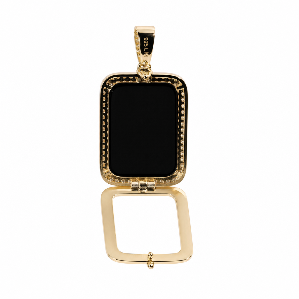 Rectangular 925 Silver Picture Pendant with Moissanite Pavé 3.2 ct (2)