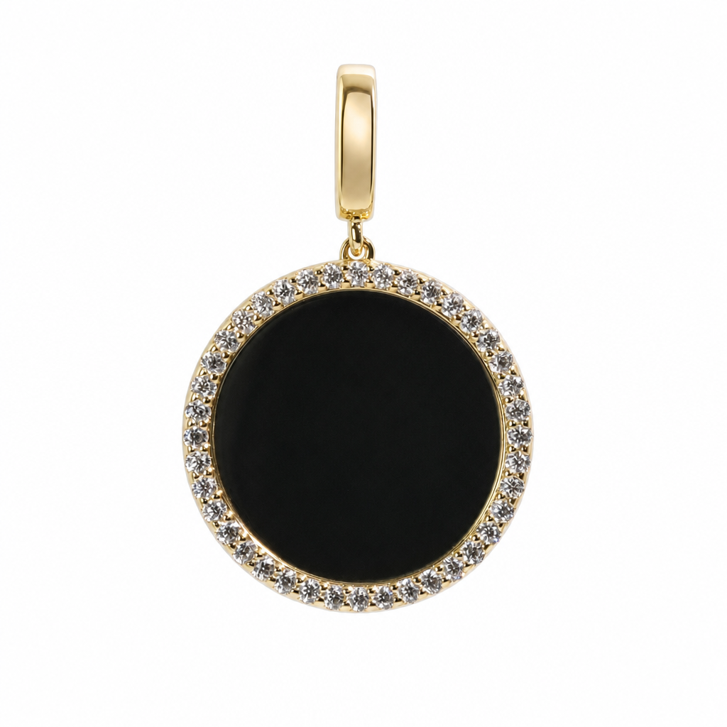 Round Gold Over Silver Moissanite Halo Medallion Pendant 1.00ct