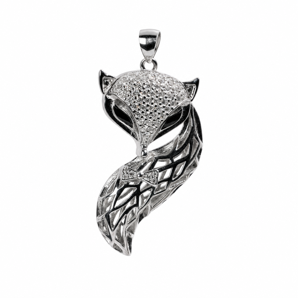 Fox Motif 925 Sterling Silver Moissanite Pave Pendant 2.00ct