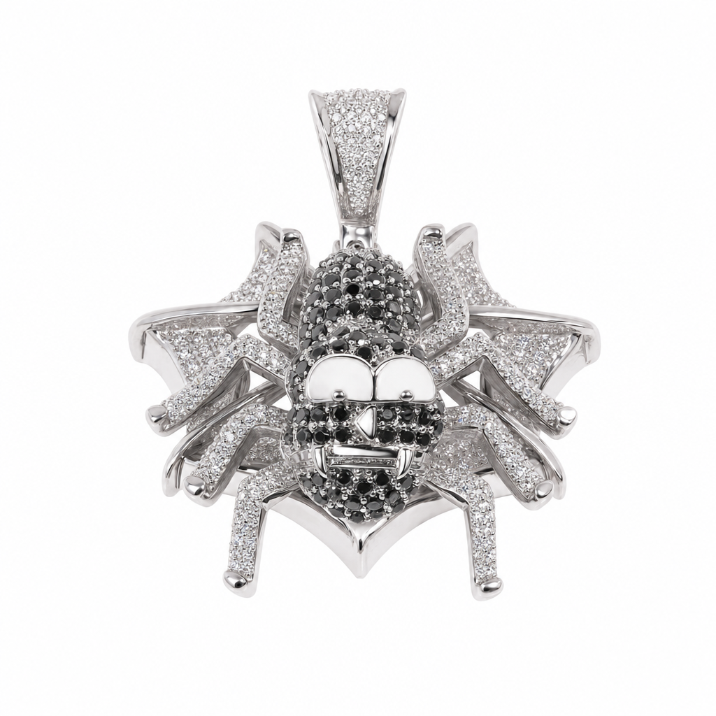 Iced Out Cartoon Spider 925 Sterling Silver Moissanite Pendant 4.17ct