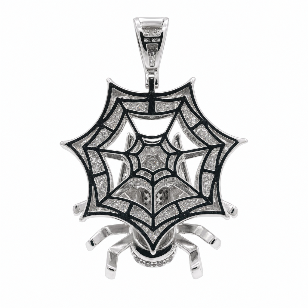 Iced Out Cartoon Spider 925 Sterling Silver Moissanite Pendant 4.17ct (4)