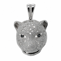 Pavé Moissanite Panther Head 925 Sterling Silver Pendant 4.2ct