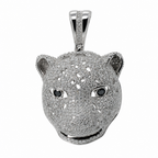 Pavé Moissanite Panther Head 925 Sterling Silver Pendant 4.2ct