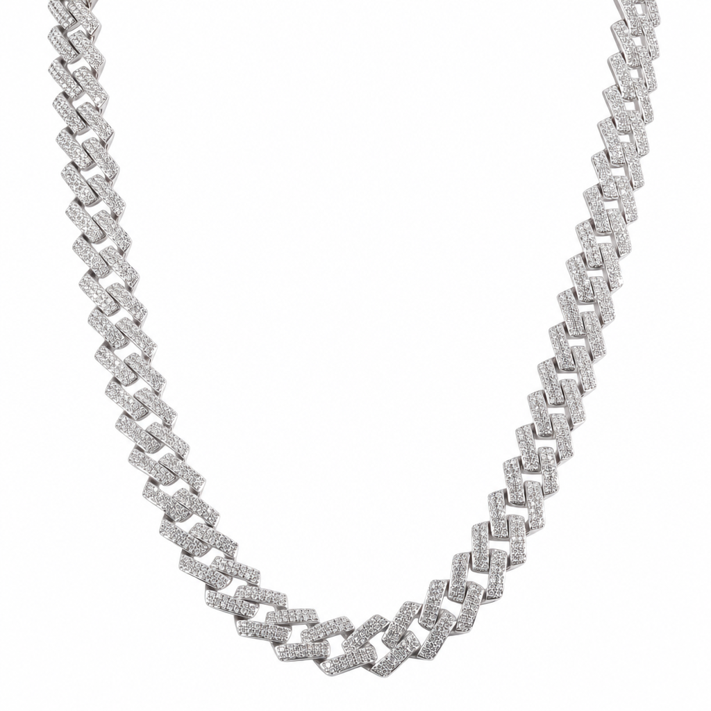 14mm Iced Out 22in 925 Silver Moissanite Monaco Chain 97.89g (2)