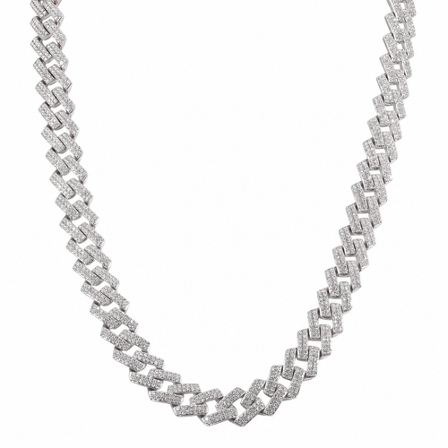 14mm Iced Out 22in 925 Silver Moissanite Monaco Chain 97.89g (2)