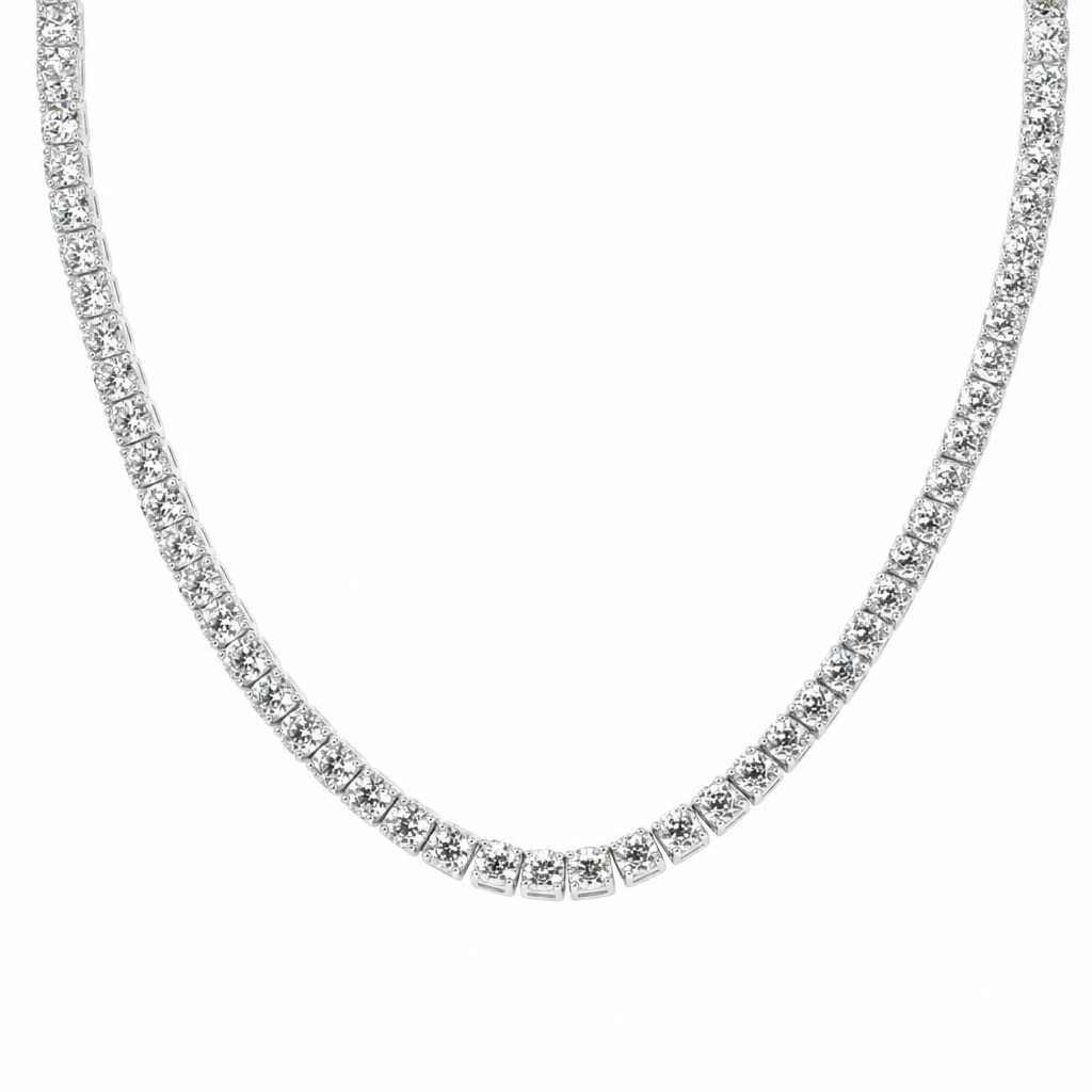 20in 925 Sterling Silver Moissanite Tennis Necklace 6.8mm 78ct, 54.28g (2)