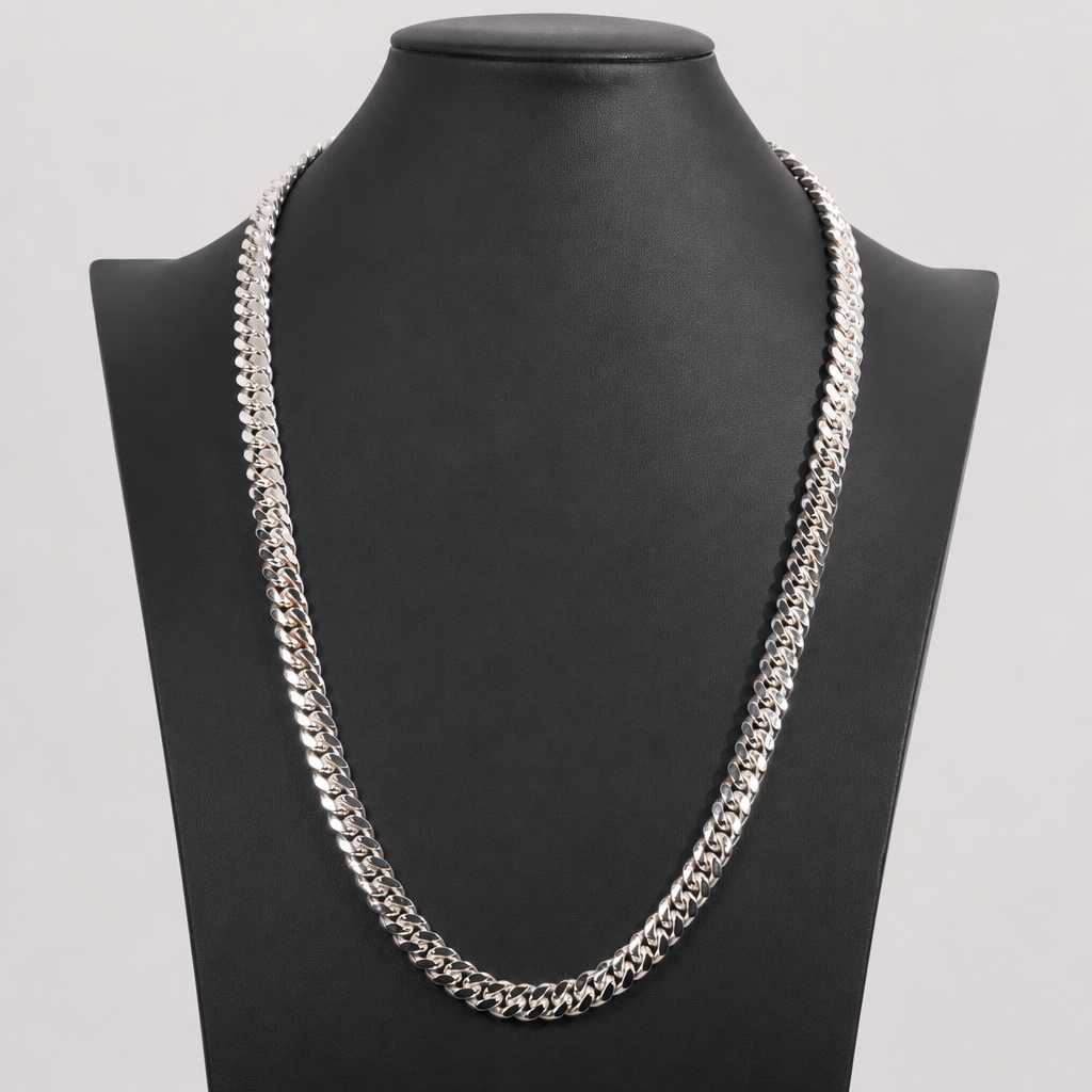 Italian 26in 9.14mm 925 Sterling Silver Miami Cuban Chain Necklace, 137.94g