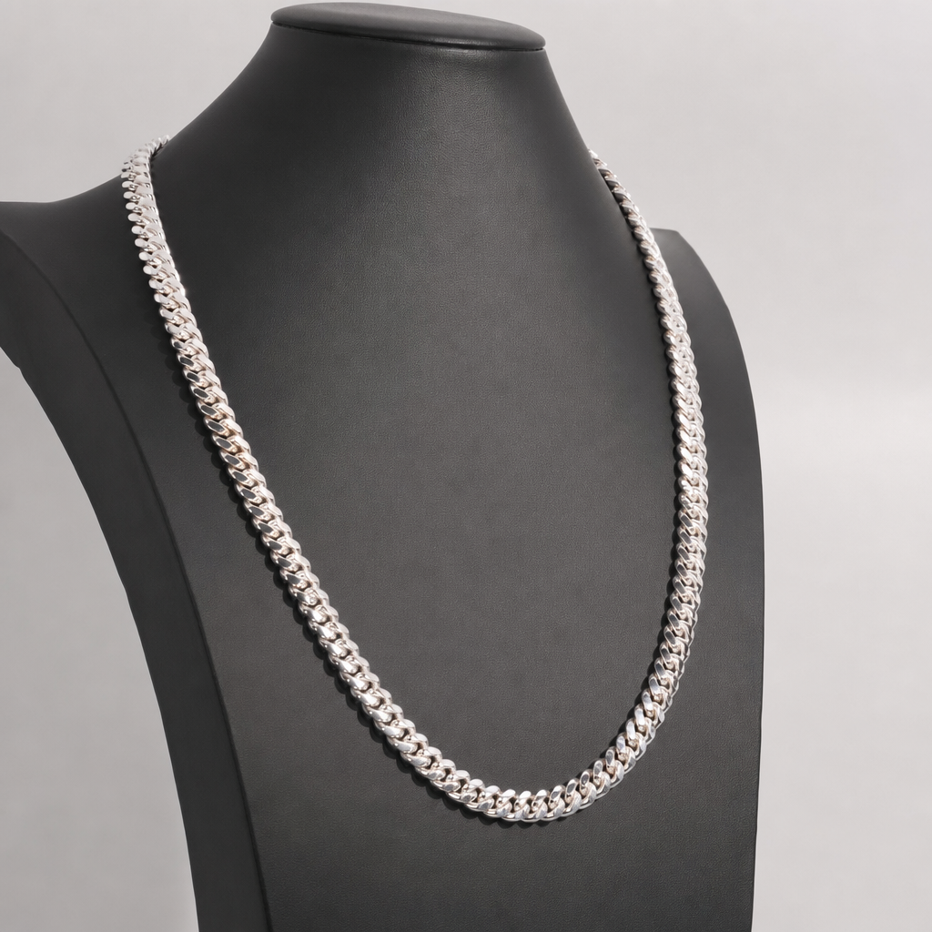 Italian 26in 9.14mm 925 Sterling Silver Miami Cuban Chain Necklace, 137.94g (3)