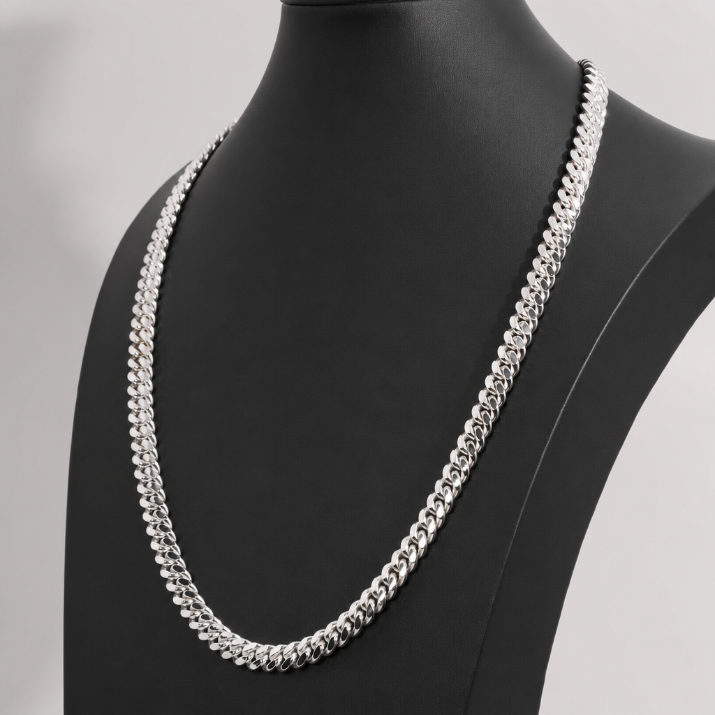 Italian 26in 9.14mm 925 Sterling Silver Miami Cuban Chain Necklace, 137.94g (4)