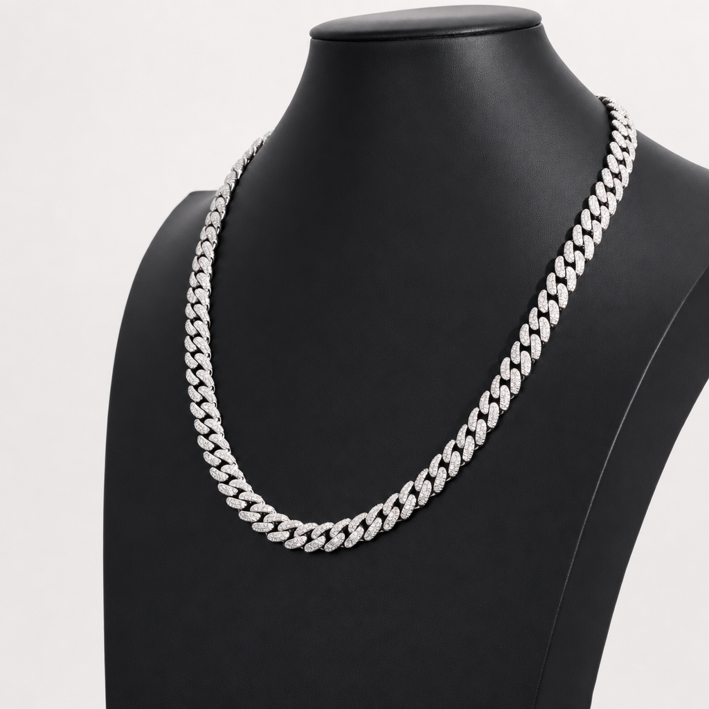22in Iced Out Moissanite Pave 10mm 925 Sterling Silver Miami Cuban Chain 104g (2)