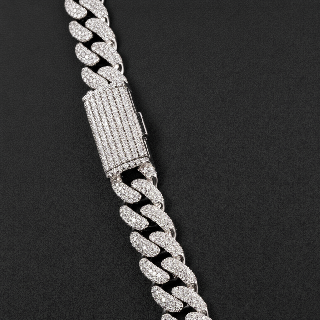22in Iced Out Moissanite Pave 10mm 925 Sterling Silver Miami Cuban Chain 104g (4)
