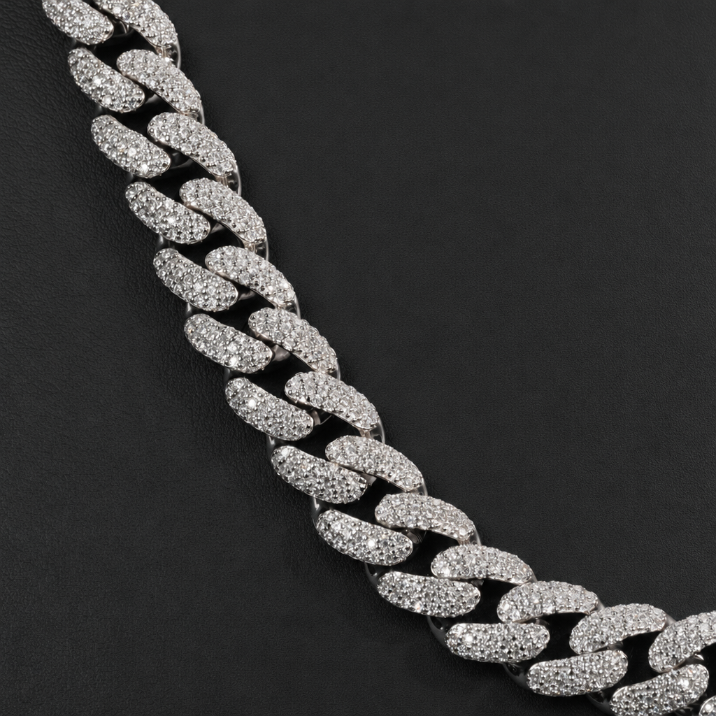 22in Iced Out Moissanite Pave 10mm 925 Sterling Silver Miami Cuban Chain 104g (5)