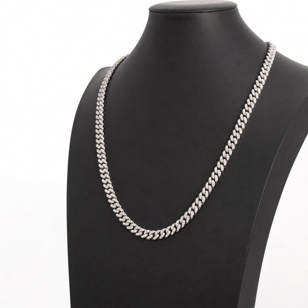 24in 8mm Iced Moissanite 925 Sterling Silver Miami Cuban Chain, 74g (2)