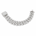 Men's 9in 25mm Wide Iced Monaco Link Bracelet in 236g 925 Silver with 30ct Moissanite