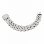 Men's 9in 25mm Wide Iced Monaco Link Bracelet in 236g 925 Silver with 30ct Moissanite