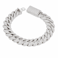 14mm 925 Sterling Silver Moissanite Pave Cuban Link Bracelet 12.34ct 8.5in 78.58g