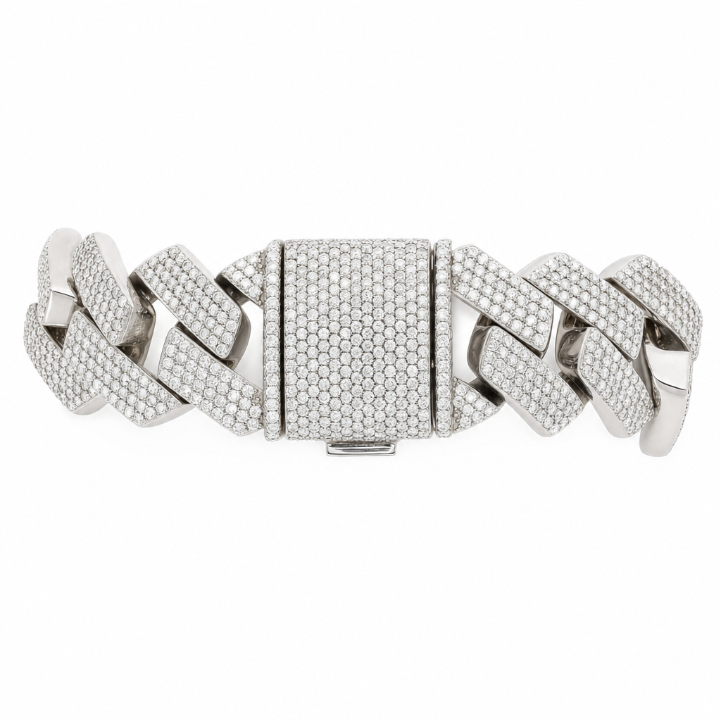 Men's 9in 25mm Wide Iced Monaco Link Bracelet in 236g 925 Silver with 30ct Moissanite (3)