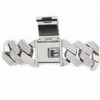 Men's 9in 25mm Wide Iced Monaco Link Bracelet in 236g 925 Silver with 30ct Moissanite (6)