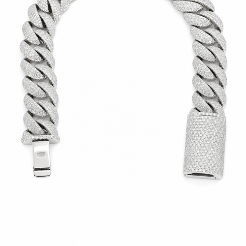 14mm 925 Sterling Silver Moissanite Pave Cuban Link Bracelet 12.34ct 8.5in 78.58g (2)