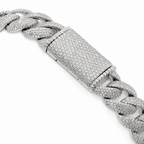 14mm 925 Sterling Silver Moissanite Pave Cuban Link Bracelet 12.34ct 8.5in 78.58g (4)
