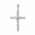 925 Sterling Silver Moissanite Cross Cluster Pendant 1.5ct