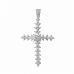 925 Sterling Silver Moissanite Cross Cluster Pendant 1.5ct