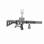 Iced-Out AR-Style Rifle Pendant in Silver with Moissanite (2)